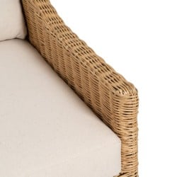 Garden sofa Natural Mango wood Foam Natural Fibre 180 x 86 x 80 cm