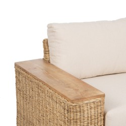 Garden sofa Natural Mango wood Foam Natural Fibre 198 x 88 x 67 cm