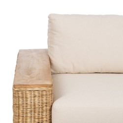 Garden sofa Natural Mango wood Foam Natural Fibre 198 x 88 x 67 cm