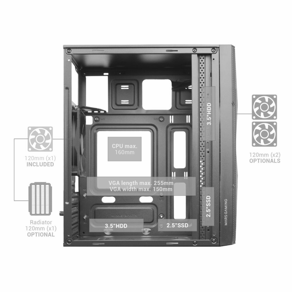 ATX Semi-Tower Gehäuse Mars Gaming MC1500 Schwarz