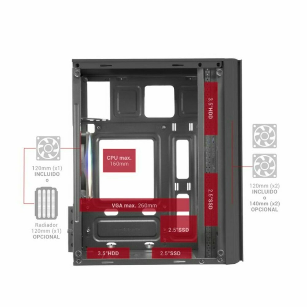 ATX Semi-Tower Gehäuse Mars Gaming MC300 Schwarz LED RGB RGB mATX