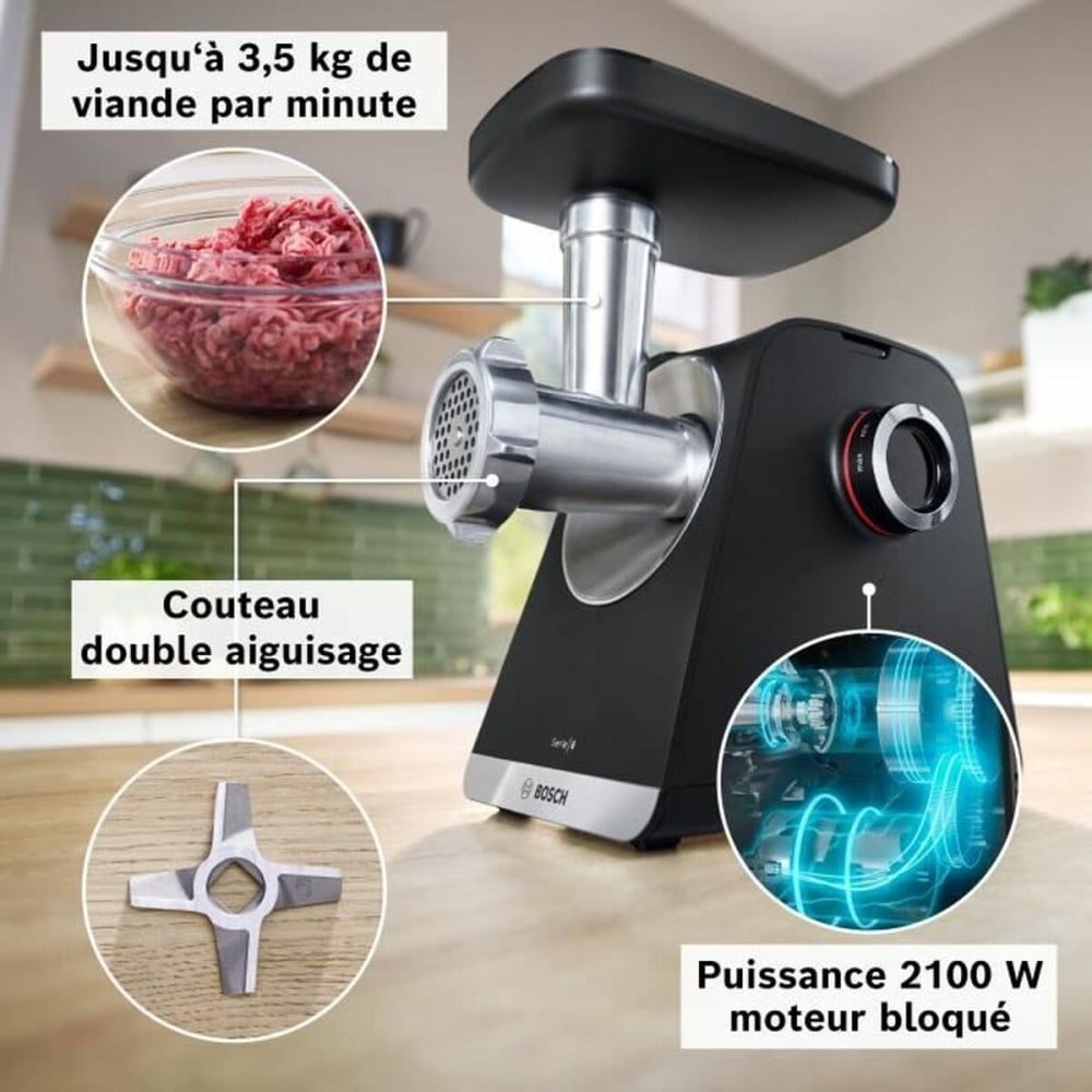 Zerkleinerer BOSCH Serie 6 MFWS660B Schwarz Metall Edelstahl Kunststoff 500 W