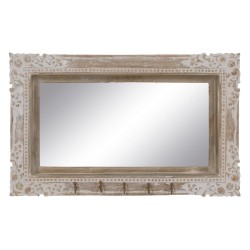 Miroir mural Blanc Beige Verre Bois de manguier Bois MDF Vertical 61 x 10,79 x 38 cm