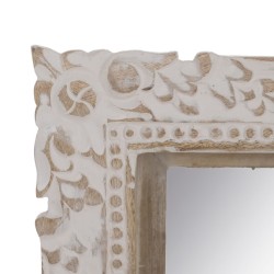 Miroir mural Blanc Beige Verre Bois de manguier Bois MDF Vertical 61 x 10,79 x 38 cm