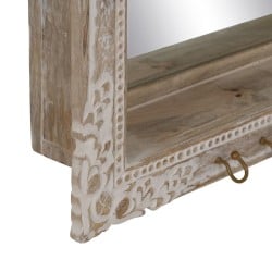 Miroir mural Blanc Beige Verre Bois de manguier Bois MDF Vertical 61 x 10,79 x 38 cm