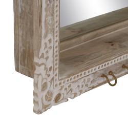 Wall mirror White Beige Crystal Mango wood MDF Wood Vertical 61 x 10,79 x 38 cm