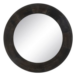 Miroir mural Brun foncé Verre Bois de manguier Bois MDF Vertical Rond 122 x 3,8 x 122 cm