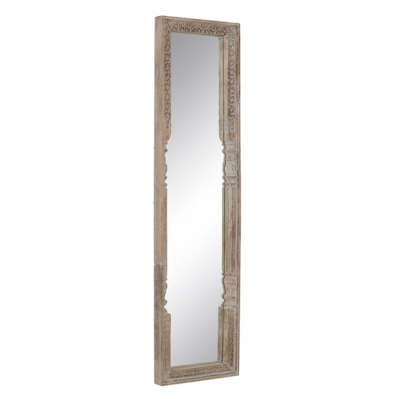 Miroir sur Pied Blanc Naturel Verre Bois de manguier Bois MDF Vertical 48,26 x 7 x 183 cm