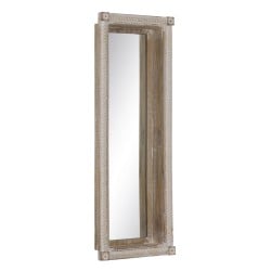 Miroir mural Blanc Naturel Verre Bois de manguier Bois MDF Vertical 106,6 x 12,7 x 38 cm