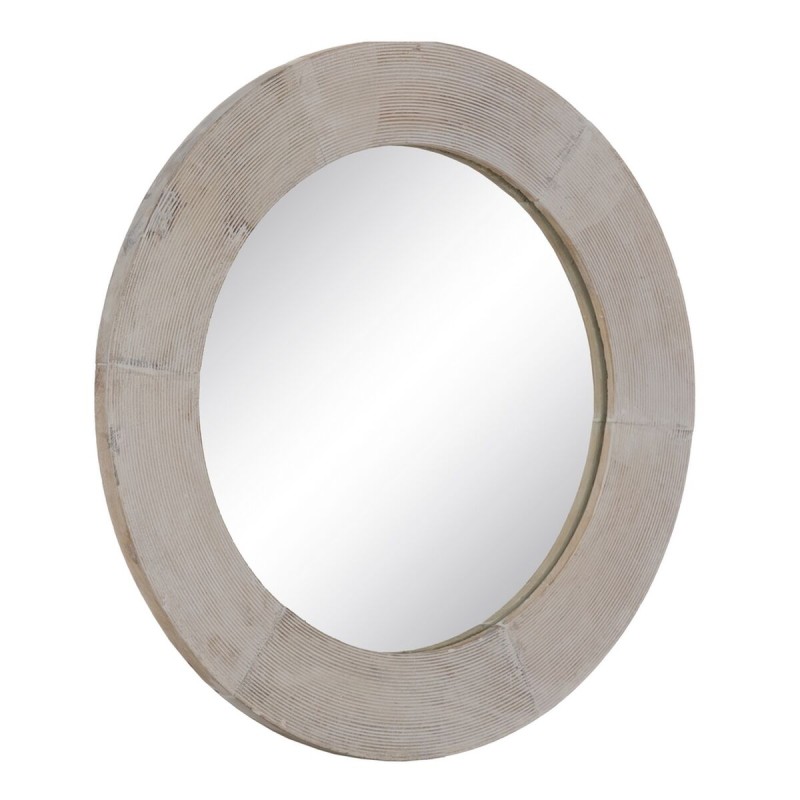 Wall mirror White Natural Crystal Mango wood MDF Wood Vertical Circular 61 x 2,5 x 61 cm