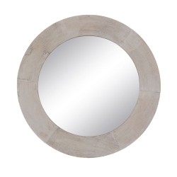 Wall mirror White Natural Crystal Mango wood MDF Wood Vertical Circular 61 x 2,5 x 61 cm