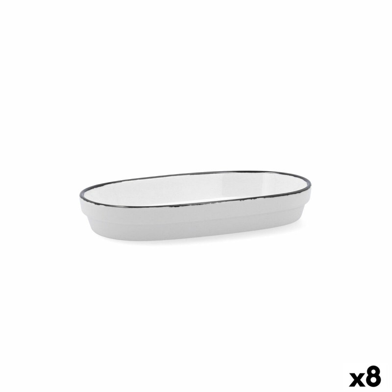 Plateau apéritif Ariane Vital Filo Blanc Noir Céramique Alumine 17,3 x 2,6 x 10 cm (8 Unités)