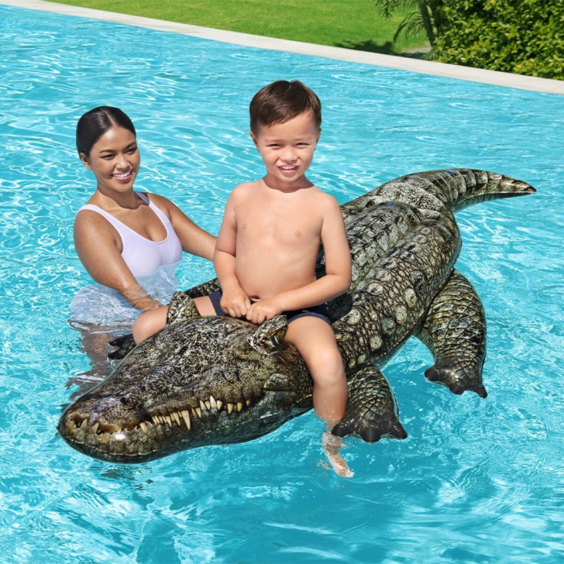 Bestway Gonflable Crocodile avec Poignées 193x94 cm +3 Ans Plage et Piscine 41478