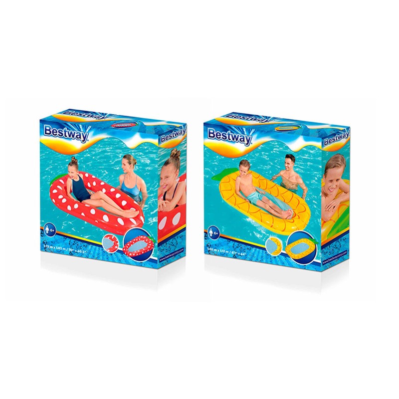 Bestway Matelas Gonflable Fruits avec Filet Couleur Assortie 178x103/186x112 cm +6 ans Plage & Piscine 43644