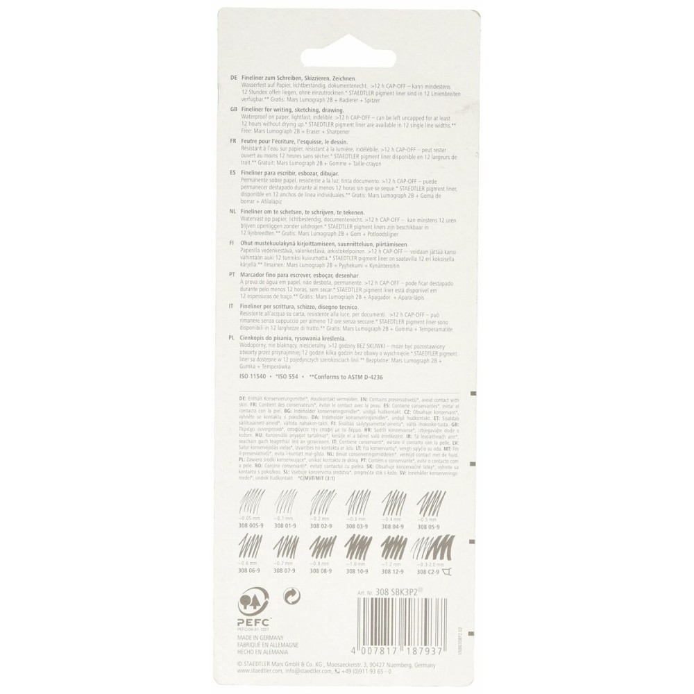 Dauermarker Staedtler 308 SBK3P2 Schwarz (3 Stücke)