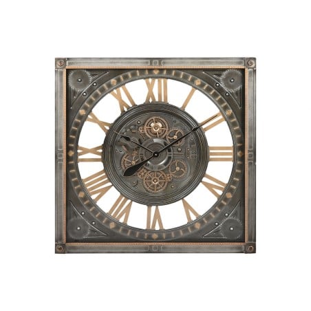 Horloge Murale Home ESPRIT Gris Doré Argenté Verre Fer 80 x 10 x 80 cm