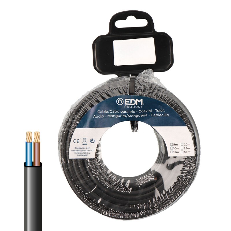 Cable EDM 28510 Black 5 m Flat