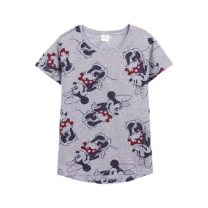 Damen Kurzarm-T-Shirt Minnie Mouse Grau