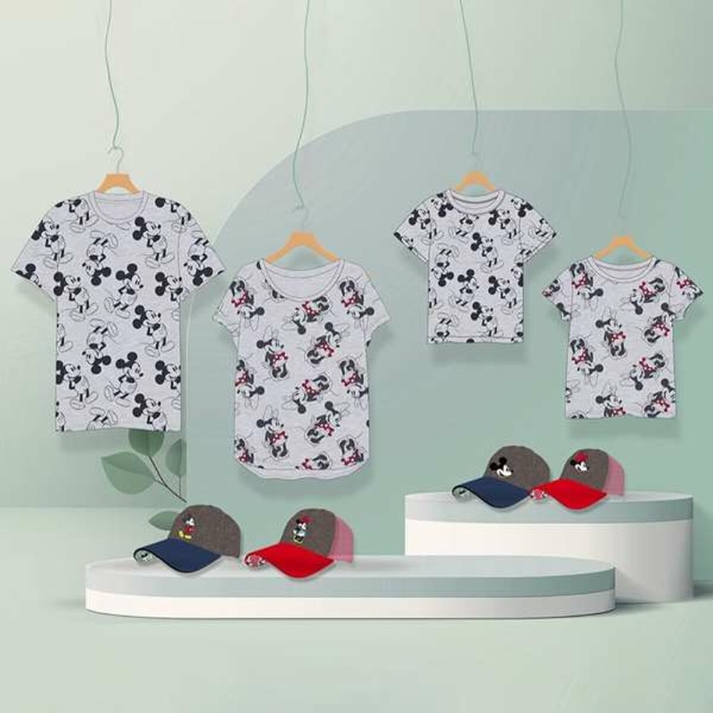 Damen Kurzarm-T-Shirt Minnie Mouse Grau
