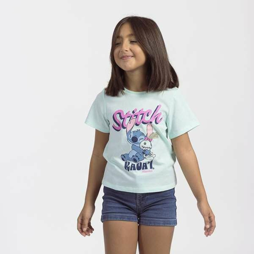 Kurzarm-T-Shirt für Kinder Stitch grün türkis