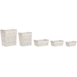 Panier à linge Home ESPRIT Blanc Naturel Métal Shabby Chic 42 x 32 x 51 cm 5 Pièces