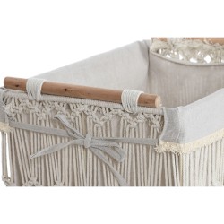 Laundry basket Home ESPRIT White Natural Metal Shabby Chic 42 x 32 x 51 cm 5 Pieces