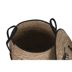 Set de basket Home ESPRIT Noir Naturel Boho 42 x 42 x 50 cm (3 Pièces)