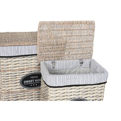 Laundry basket Home ESPRIT White Brown Black Grey Natural wicker Shabby Chic 47 x 35 x 55 cm 5 Pieces