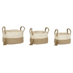 Basket set Home ESPRIT Natural Light brown Jute Modern 41 x 30 x 33 cm (3 Pieces)