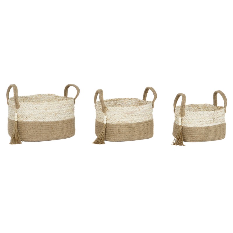 Korb-Set Home ESPRIT natürlich Hellbraun Jute Moderne 41 x 30 x 33 cm (3 Stücke)