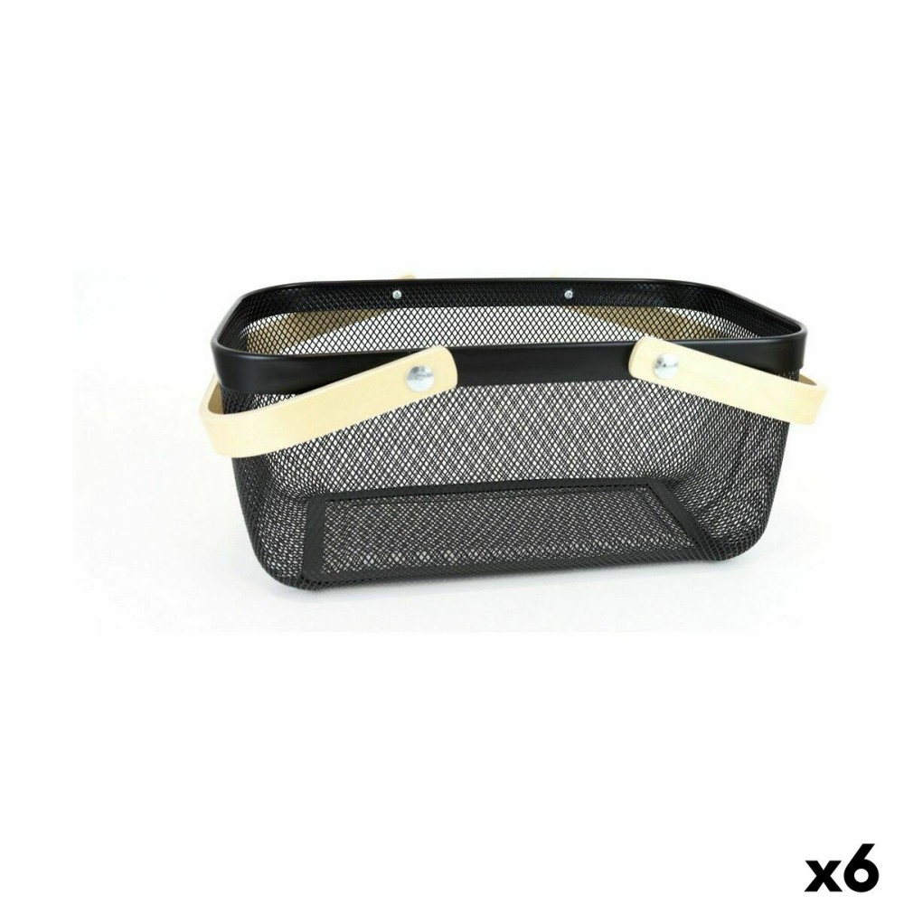 Panier Multi-usages Confortime Bois Métal 40 x 28 x 18 cm (6 Unités)