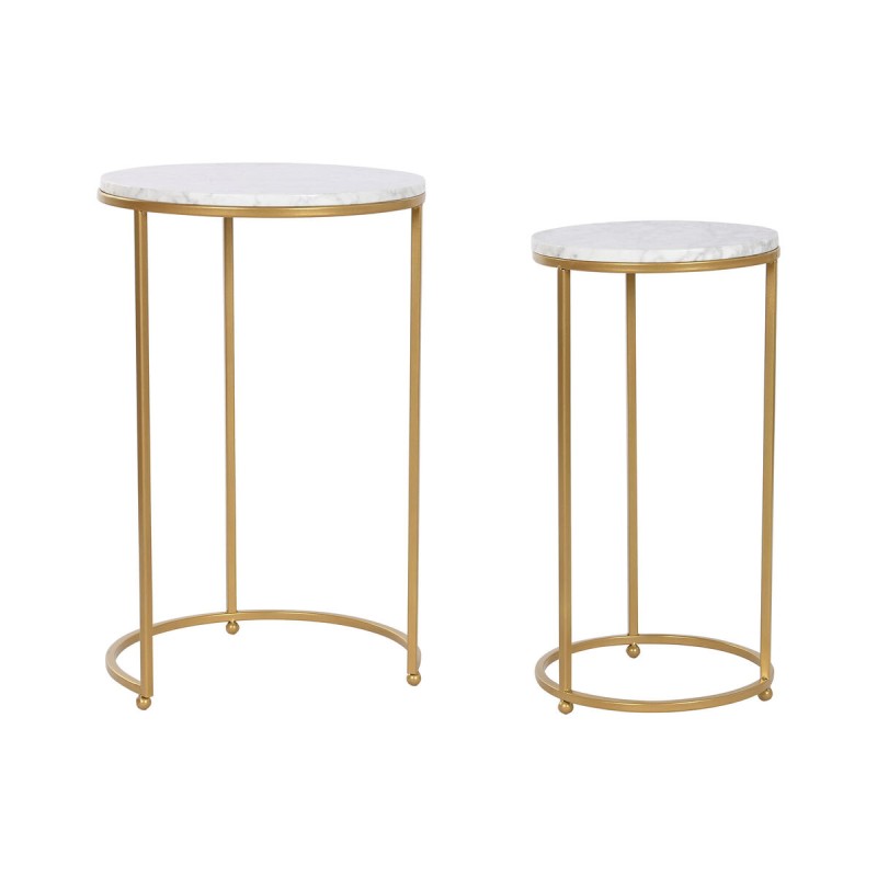 Set of 2 tables Home ESPRIT Golden Metal Marble 40 x 40 x 64 cm