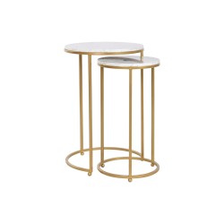 Satz mit 2 Tischen Home ESPRIT Gold Metall Marmor 40 x 40 x 64 cm