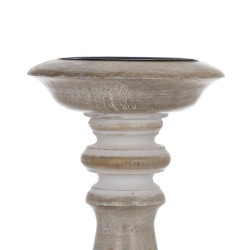 Candle Holder White Natural Iron Mango wood 14 x 14 x 38 cm