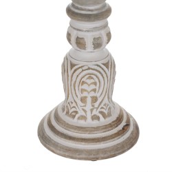 Candle Holder White Natural Iron Mango wood 14 x 14 x 38 cm