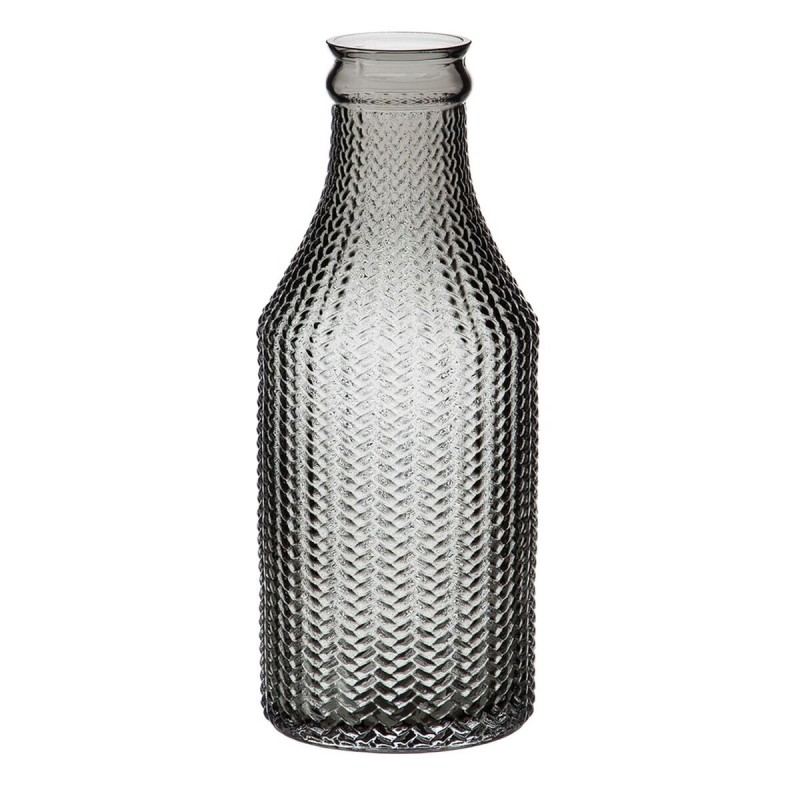 Vase Gris verre 10 x 10 x 25 cm