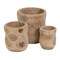 Set de pots de fleurs Naturel Bois de paulownia 44 x 44 x 46 cm (3 Unités)