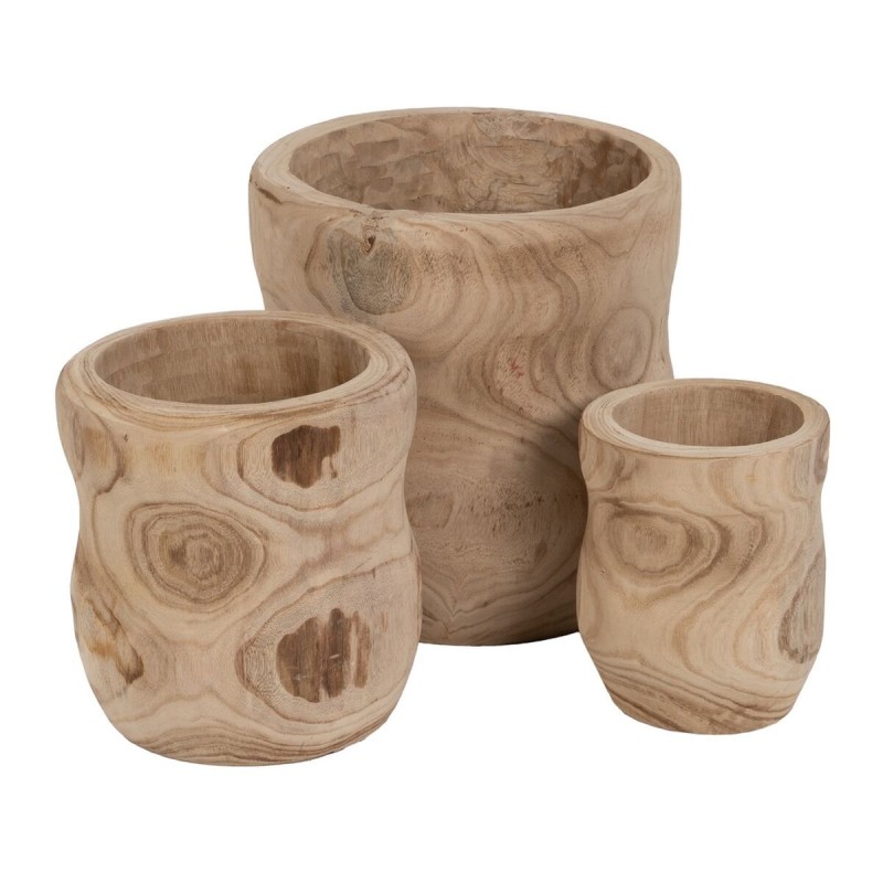 Set of Planters Natural Paolownia wood 44 x 44 x 46 cm (3 Units)