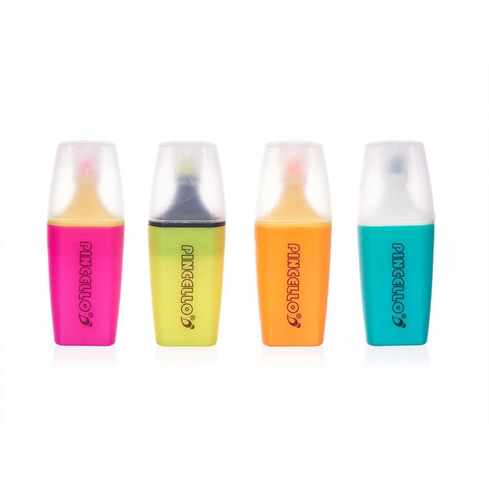 Fluorescent Marker Set Pincello 495 Yellow Green Multicolour Orange Pink (12 Units)