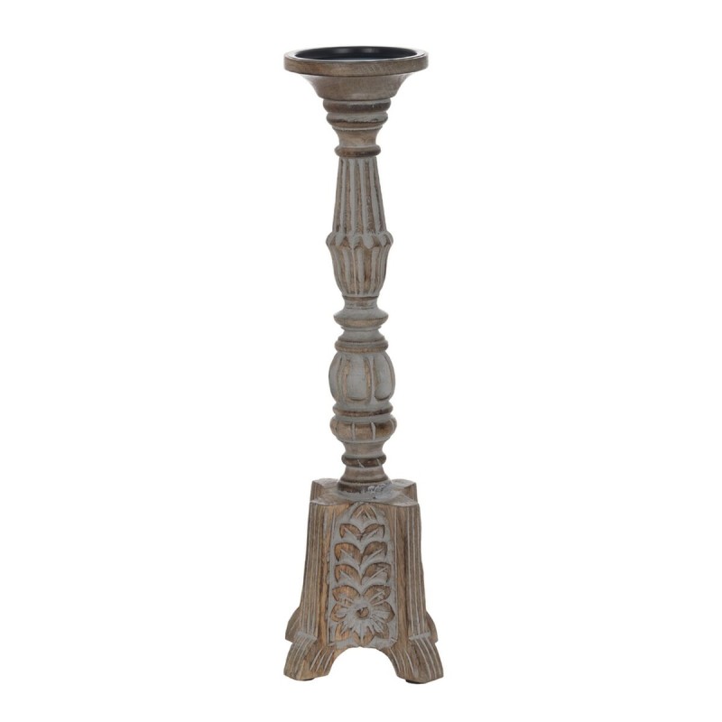 Candle Holder White Natural Iron Mango wood 18 x 18 x 53,3 cm