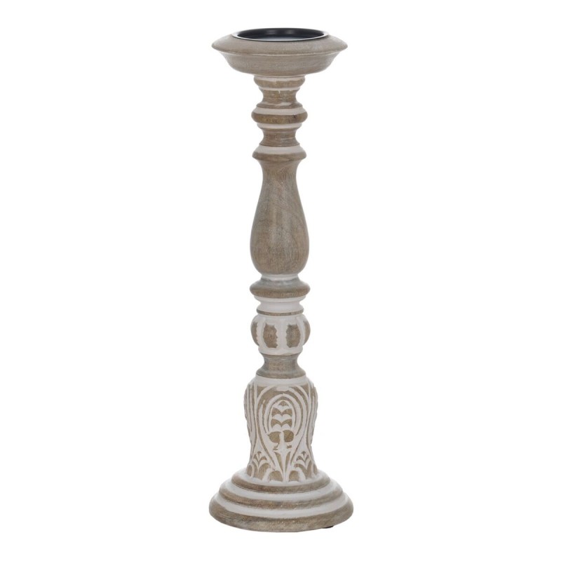 Candle Holder White Natural Iron Mango wood 14 x 14 x 45,72 cm