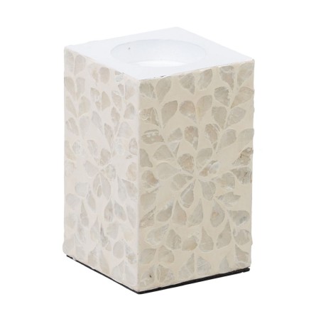 Kerzenschale Beige Perlmutt Holz MDF 10,5 x 10,5 x 16 cm