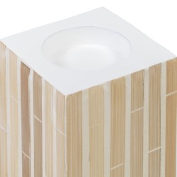 Bougeoir Beige Bambou Bois MDF 10,5 x 10,5 x 16 cm