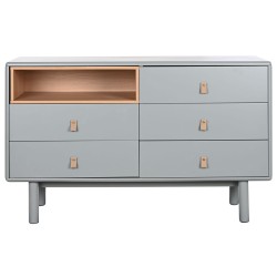 Chest of drawers Home ESPRIT Blue Grey Natural polypropylene MDF Wood 120 x 40 x 75 cm