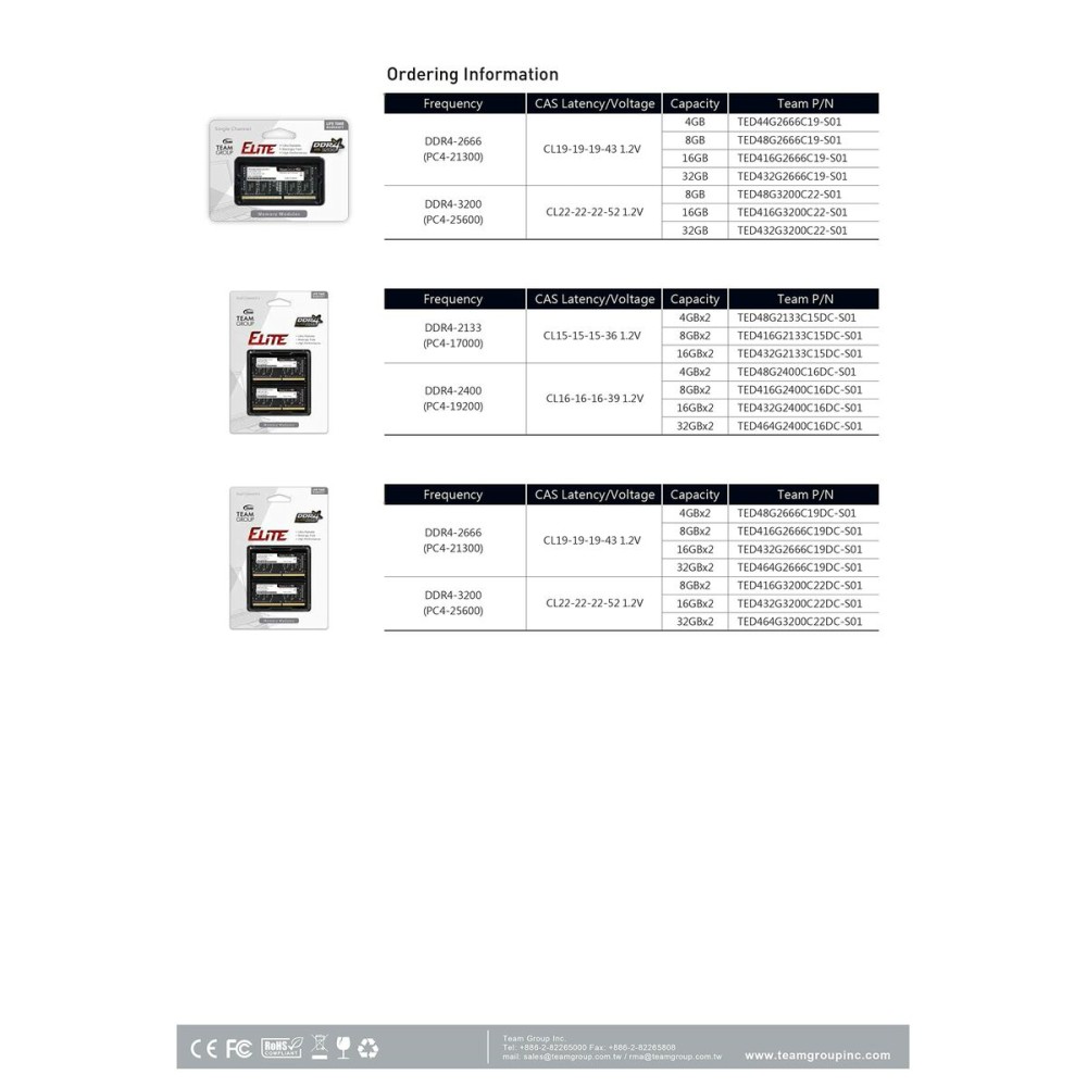 RAM Speicher Team Group TED416G3200C22-S01 16 GB DDR4 3200 MHz CL19