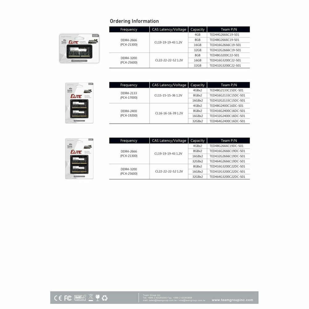 RAM Speicher Team Group TED416G3200C22-S01 16 GB DDR4 3200 MHz CL19