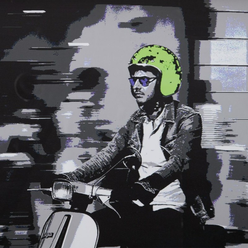 Painting White Black Green Vespa 103 x 6 x 83 cm