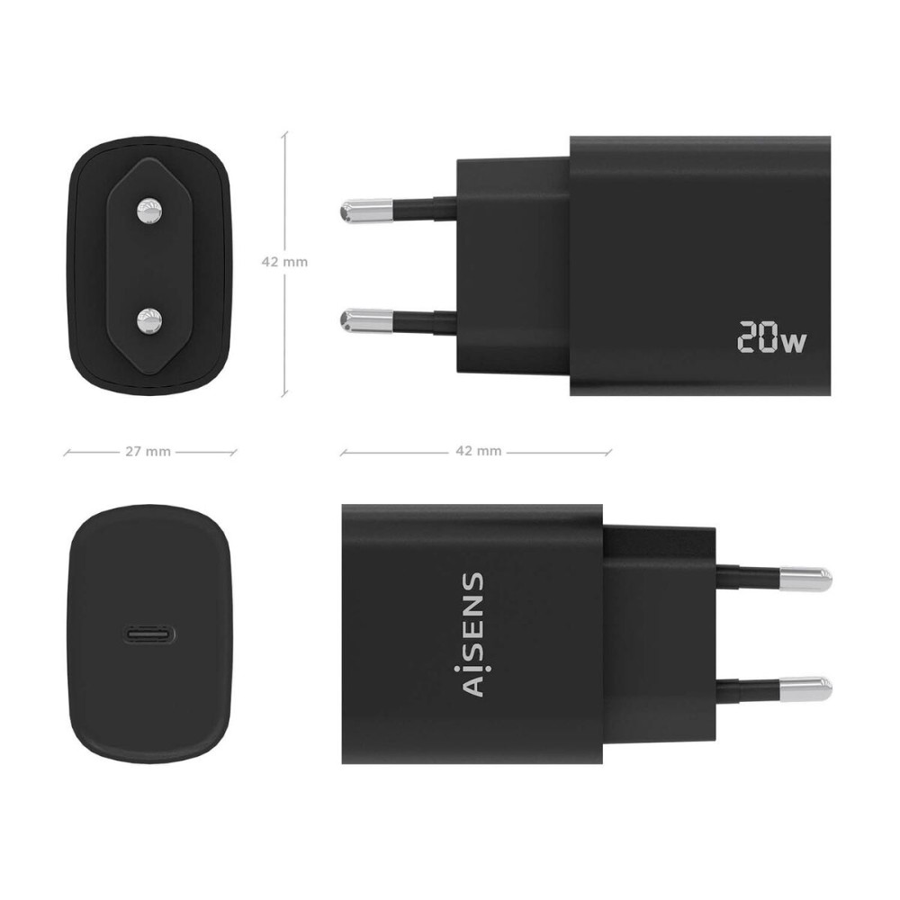 Wandladegerät Aisens A110-0753 Schwarz 20 W (1 Stück)