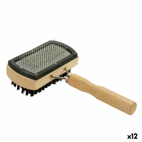 Dog Brush Brown Grey 10 x 17 x 5 cm Double (12 Units)