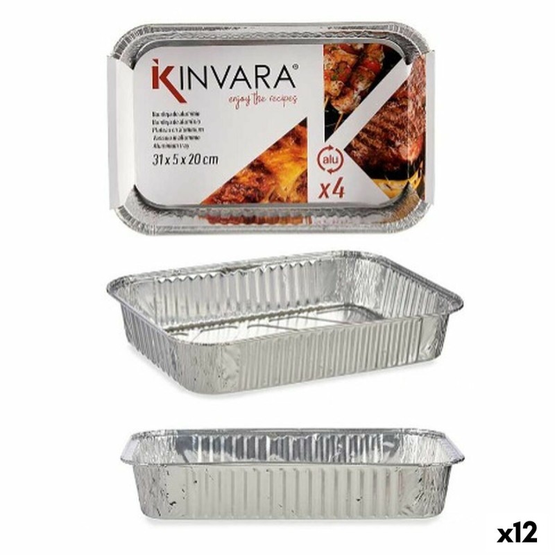 Set of trays Aluminium 31,5 x 20,5 x 5,8 cm 4 Pieces (12 Units)